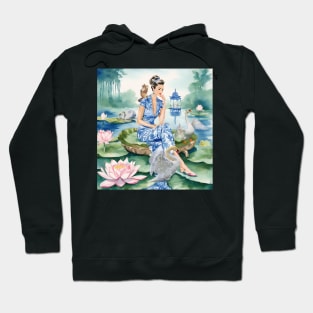 The Swan Lake, whimsical watercolor painting Hoodie